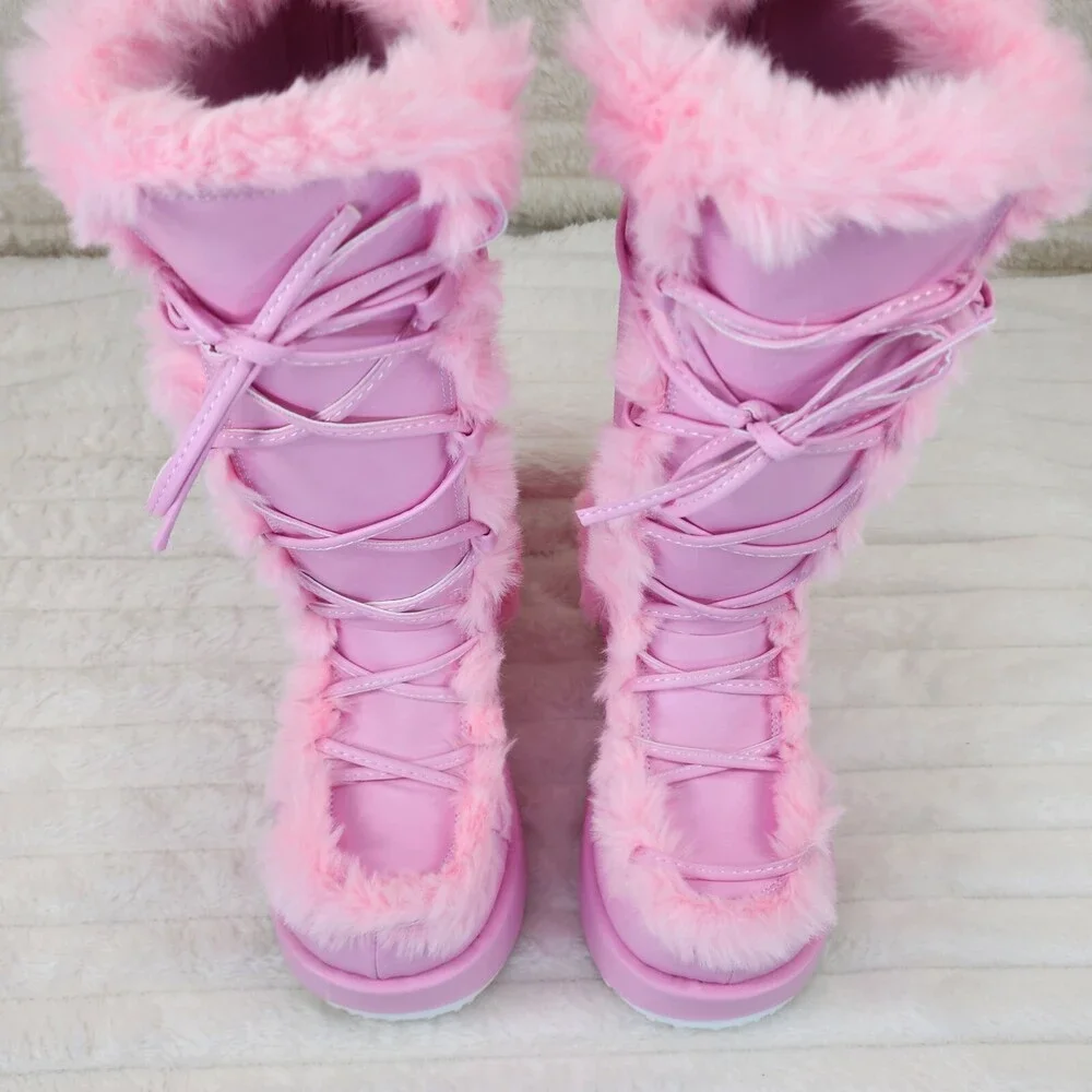 NIB DEMONIA Cubby 311 Stomper Baby Pink Platform Pastel Goth Punk Knee Boots NY - Picture 4 of 9
